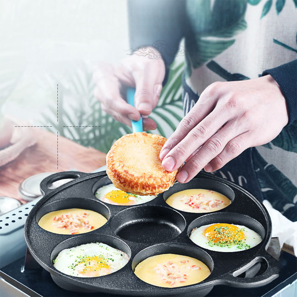 Egg Waffle Pan - Чугунная сковорода с 7 отверстиями, антипригарная,