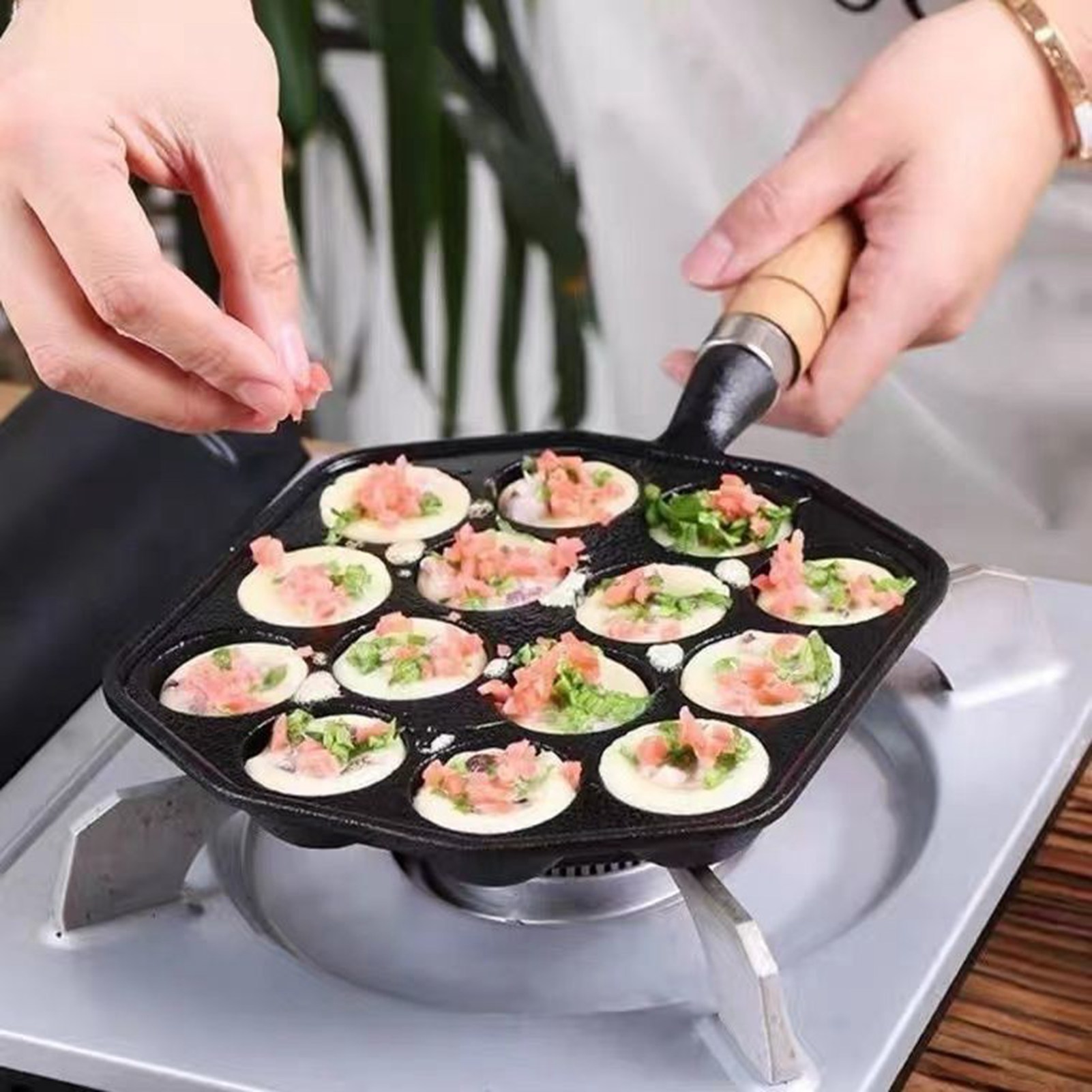 Takoyaki Grill Plate - Сковорода-гриль Takoyaki, легко чистящаяся чугунная форма